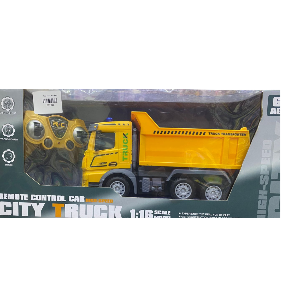 1:16 Scale Remote Control City Dumper Truck Toy - Wireless R/C Construction Tipper Truck Transporter with Lights & Music for Kids (Ages 6+)