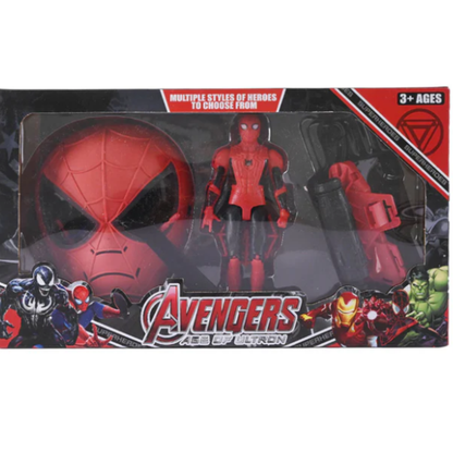 Spider-Man Action Figure Toy Set with Mask & Wrist Web Shooter Launcher - Avengers Superhero Roleplay Battle Set for Kids (Ages 3+)
