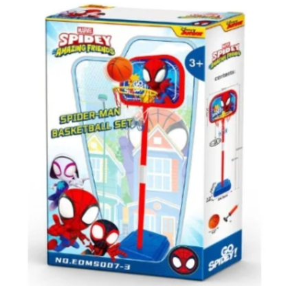 Marvel Spidey and His Amazing Friends Spider-Man Basketball Set - Adjustable Portable Kids Mini Basketball Hoop Ring Toy Kit (Ages 3+)