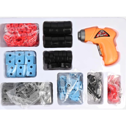 Junior Block 10-in-1 Engineering Building Blocks Set - 286 PCS DIY Construction Toy Kit with Electric Simulation Drill for Kids (Ages 6+)
