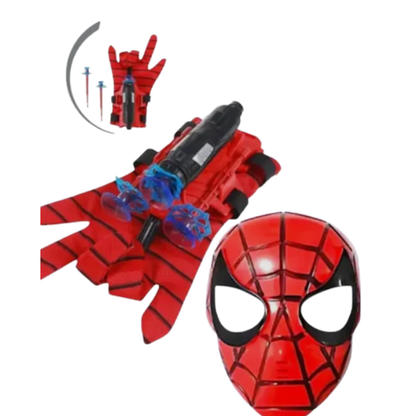 Spider-Man Wrist Transmitter Launcher & Mask Cosplay Toy Set - Super Hero Equipment Web Shooter Kit for Kids Roleplay (Ages 6+)