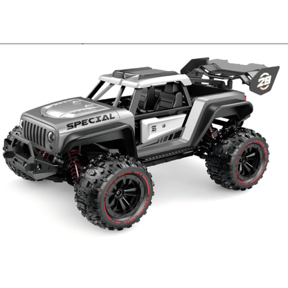 1:16 Scale 4WD Brushless RC Monster Truck - High-Speed Off-Road Remote Control Car with LED Light Bar & Dual Batteries Set