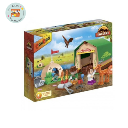 Safari Camp Building Blocks Set with Wildlife Figures (Ages 6+)