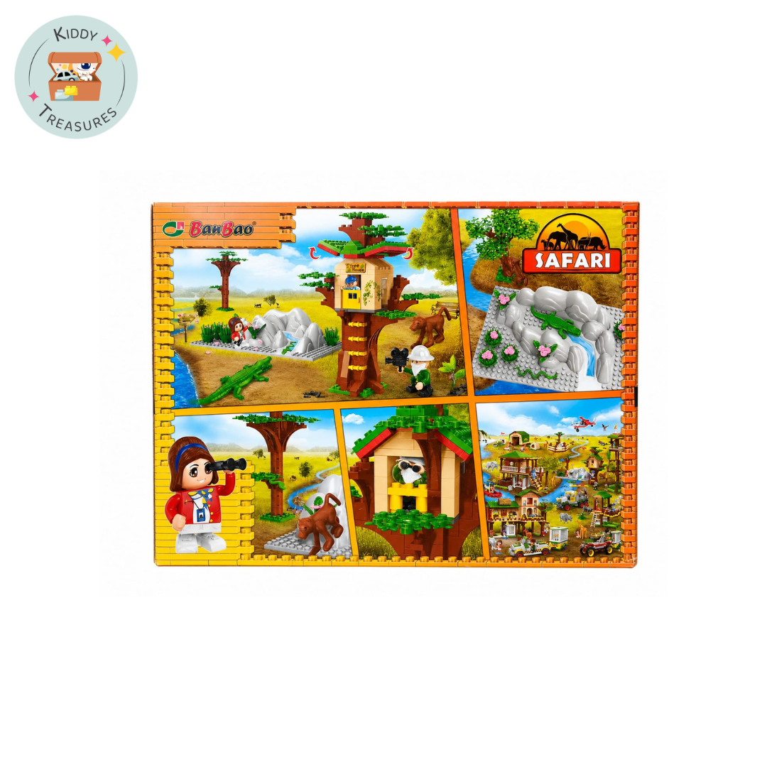 Safari Treehouse Building Blocks Set with Wildlife Figures (Ages 6+)