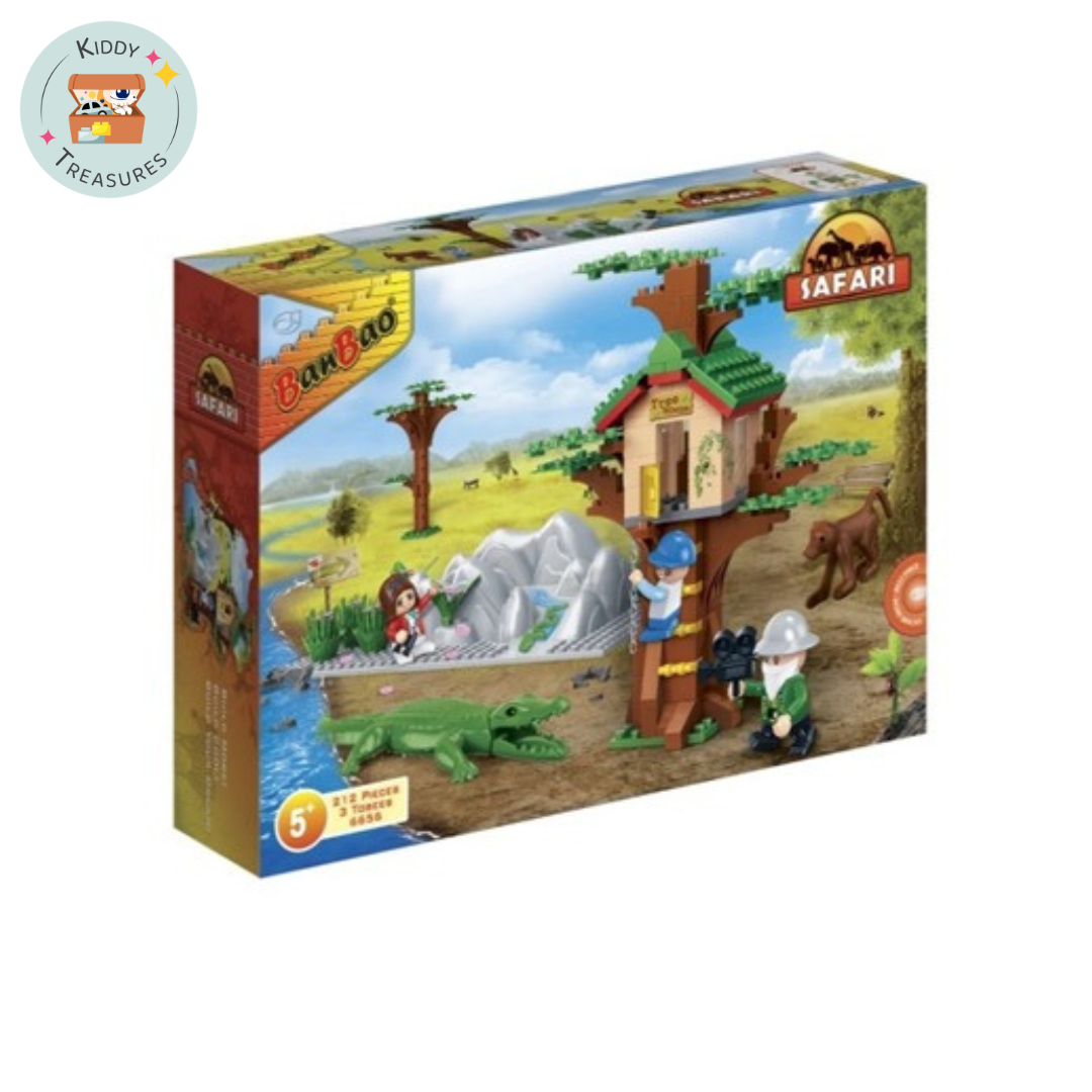 Safari Treehouse Building Blocks Set with Wildlife Figures (Ages 6+)