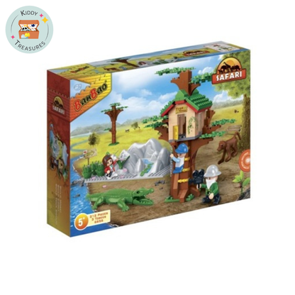 Safari Treehouse Building Blocks Set with Wildlife Figures (Ages 6+)