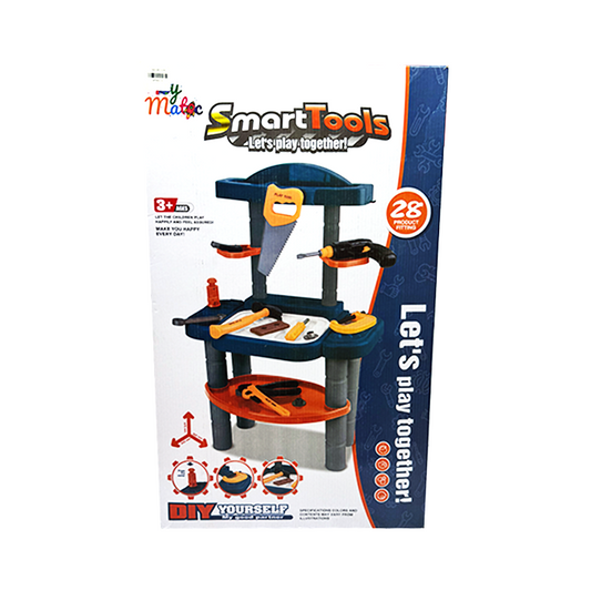 Smart Tools Kids DIY Workbench Playset (28 Pieces) – Toymate Realistic Construction Tool Bench for Toddlers & Kids
