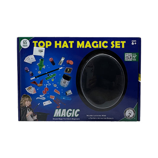 Top Hat Magic Set for Kids – 65 Magic Tricks & Props | Beginner Magician Kit with Hat, Wand & Instruction Guide (Ages 6+)