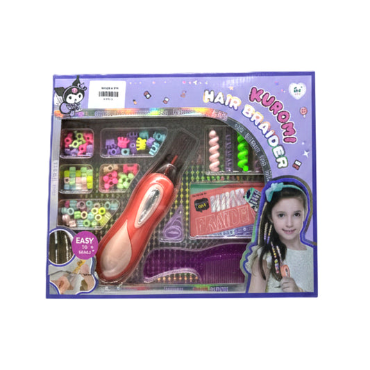 Kuromi DIY Electric Hair Braider Kit – Automatic Hair Braiding Tool with Colorful Beads and Accessories for Girls