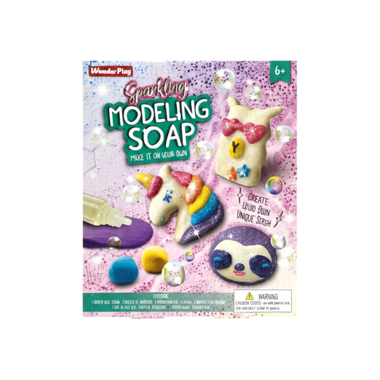 Wonder Play Sparkling Modeling Soap DIY Craft Kit – Make Your Own Glittery Scented Soap Shapes – Creative STEM Activity for Kids Ages 6+ – Includes Unicorn, Llama, and Sloth Designs