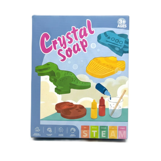 Crystal Soap Making Kit for Kids - DIY Science & Craft Set - Includes Dinosaur, Space, & Vehicle Molds - Educational STEAM Toy for Boys & Girls Ages 3+