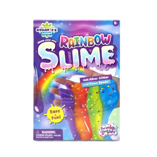 DIY Rainbow Slime Kit for Kids – Make Your Own Multi-Color Stretchy Slime with Silver Glitter and Foam Beads – Easy & Fun Arts and Crafts Set for Ages 8+