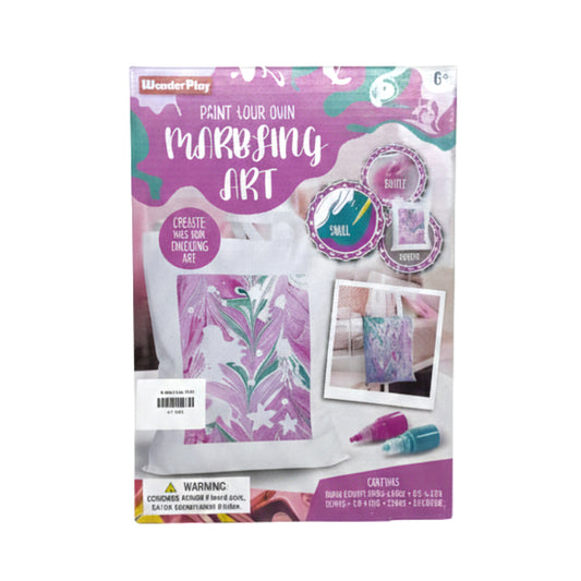 WonderPlay Paint Your Own Marbling Art Kit – DIY Fabric & Tote Bag Marbling Craft Set for Kids Ages 6+