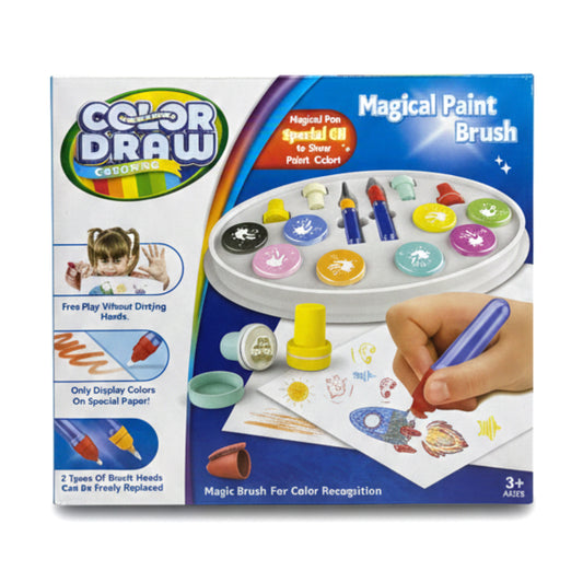 Magical Paint Brush & Stamper Art Set – Mess-Free Water Doodle Kit for Toddlers, 10+ Color Recognition Pads, Creative Drawing Set for Kids Ages 3+