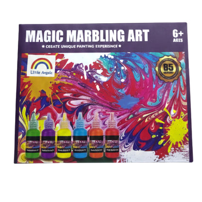 Magic Marbling Art Kit for Kids - Water Marbling Paint Set with 6 Vibrant Colors - Creative DIY Arts and Crafts Gift for Boys & Girls Ages 6+