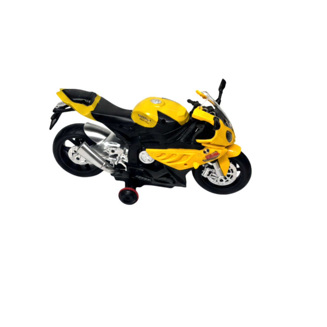 1:12 Scale Remote Control Racing Motorcycle – High-Speed RC Motorbike with LED Lights, 2.4GHz Radio Control, and Stunt Balance Wheels – Yellow Sports Bike Toy for Kids and Teens