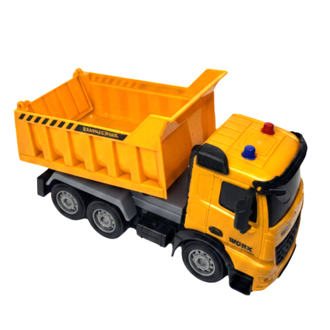 Remote Control Construction Dump Truck Toy – 6-Wheel RC Tipper Truck with Lights & Sounds – Full Functional Construction Vehicle for Kids