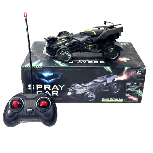 Ultimate RC Spray Batmobile – 1:18 Scale Remote Control Car with Realistic Mist Exhaust & LED Lighting Effects