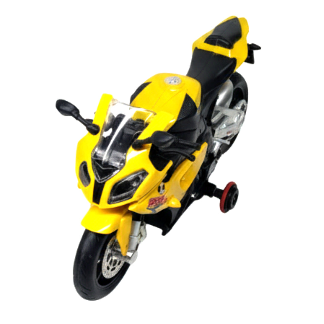 1:12 Scale Remote Control Racing Motorcycle – High-Speed RC Motorbike with LED Lights, 2.4GHz Radio Control, and Stunt Balance Wheels – Yellow Sports Bike Toy for Kids and Teens