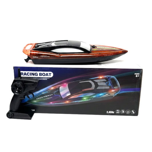 High-Speed Remote Control Racing Boat for Kids & Adults - 2.4GHz Waterproof RC Speedboat with LED Lights - Orange/Black