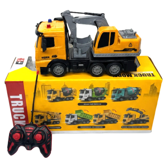 Remote Control Excavator Truck Toy - 1:24 Scale RC Construction Vehicle with Lights & Sound - Electric Digging Toy for Kids