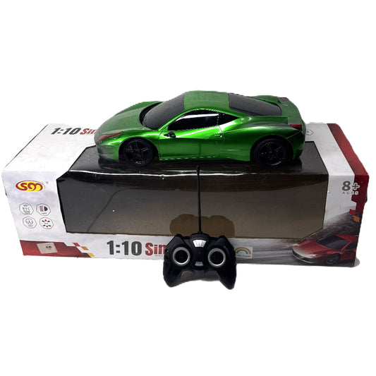 1:10 Scale Remote Control Sports Car - High Speed RC Racing Car with LED Lights & Rechargeable Battery - Emerald Green
