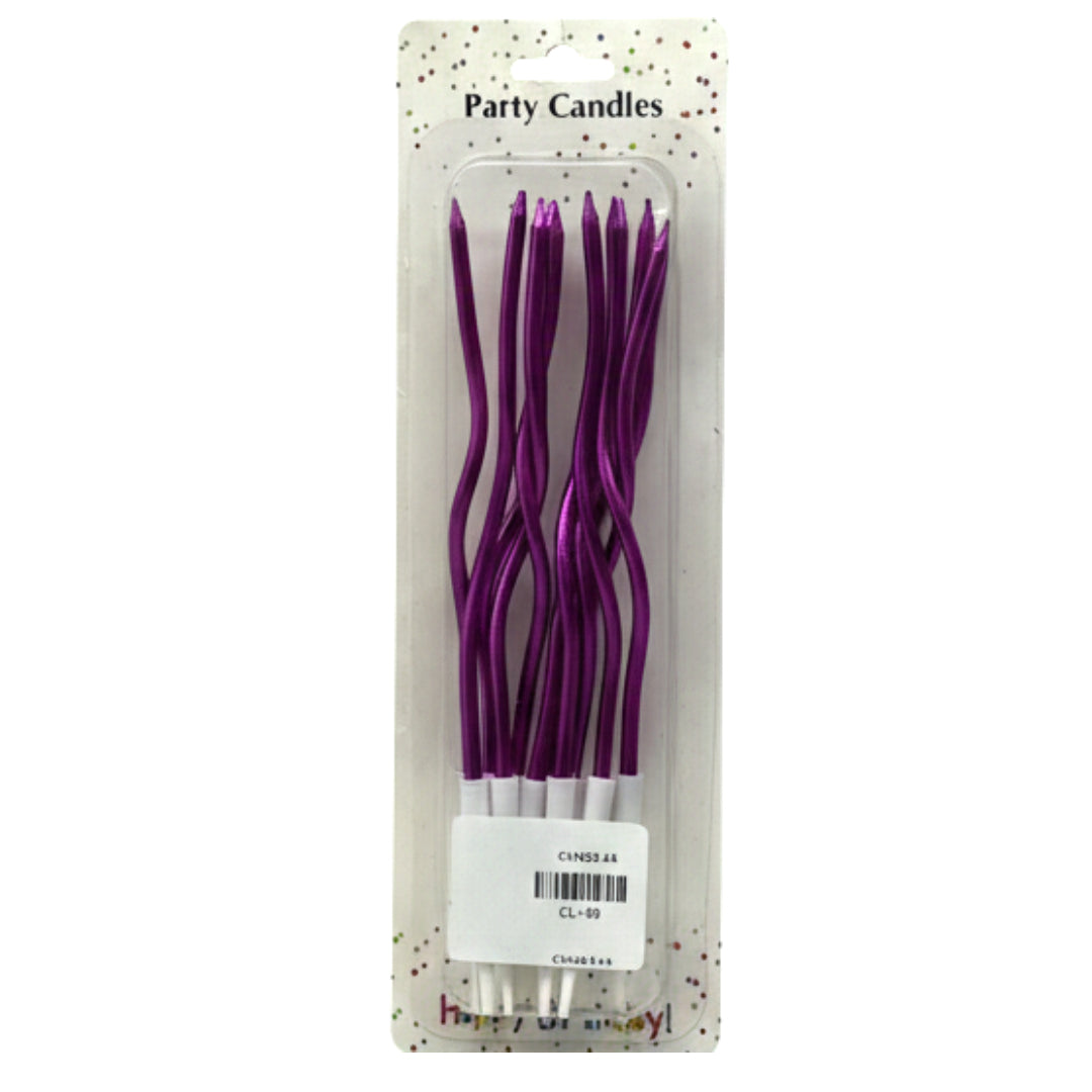 12-Pack Spiral Birthday Candles - Long Metallic Wavy Cake Candles for Parties, Anniversaries & Weddings