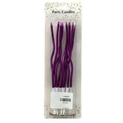 12-Pack Spiral Birthday Candles - Long Metallic Wavy Cake Candles for Parties, Anniversaries & Weddings