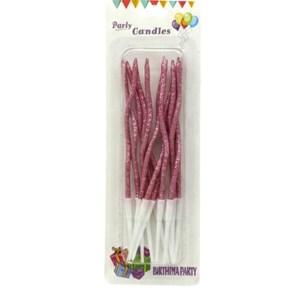 12-Pack Spiral Birthday Candles - Long Metallic Wavy Cake Candles for Parties, Anniversaries & Weddings