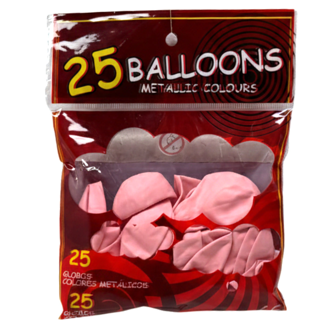 25 Pack Metallic Pink Latex Balloons - 12 Inch Premium Shiny Party Balloons for Birthdays, Weddings, Anniversaries, and Baby Showers