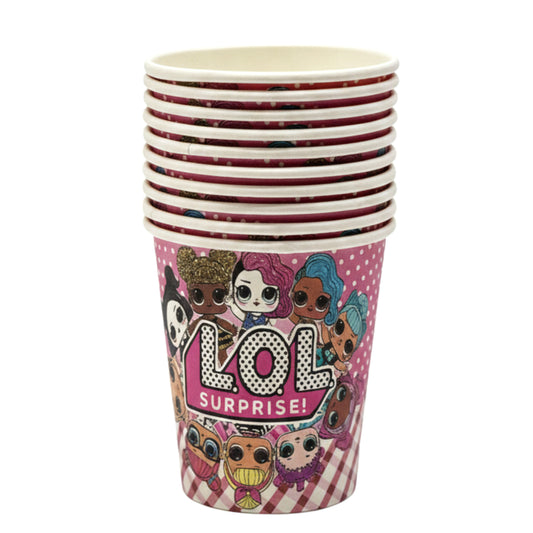 10-Pack Disposable Character Paper Cups – Premium Party Tableware for Birthdays & Events | Assorted Themes: Sonic, Frozen, Avengers, Paw Patrol, LOL Surprise & More