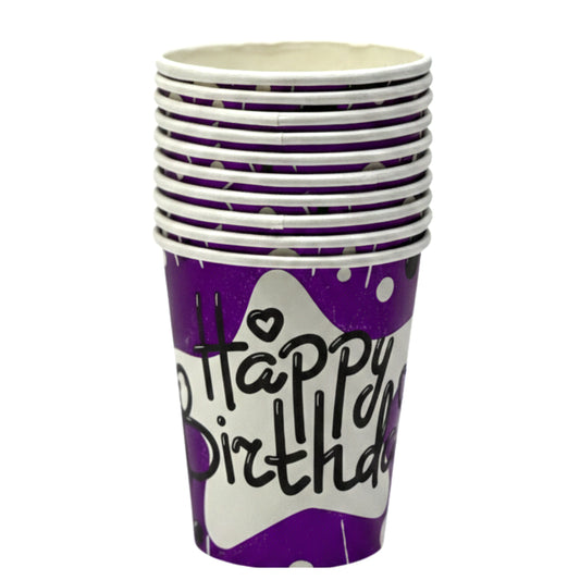 Premium "Happy Birthday" Paper Party Cups - 10 Pack - Vibrant Multi-Color Assortment for Kids & Adults
