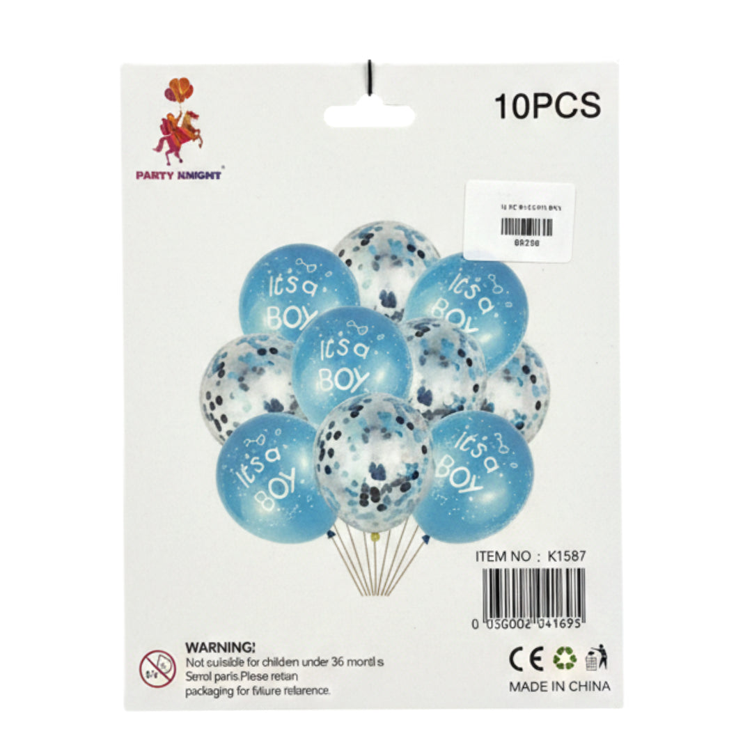 10-Piece Gender Reveal Balloon Set – "It’s a Boy" or "It’s a Girl" Confetti & Latex Balloon Bouquet for Baby Showers