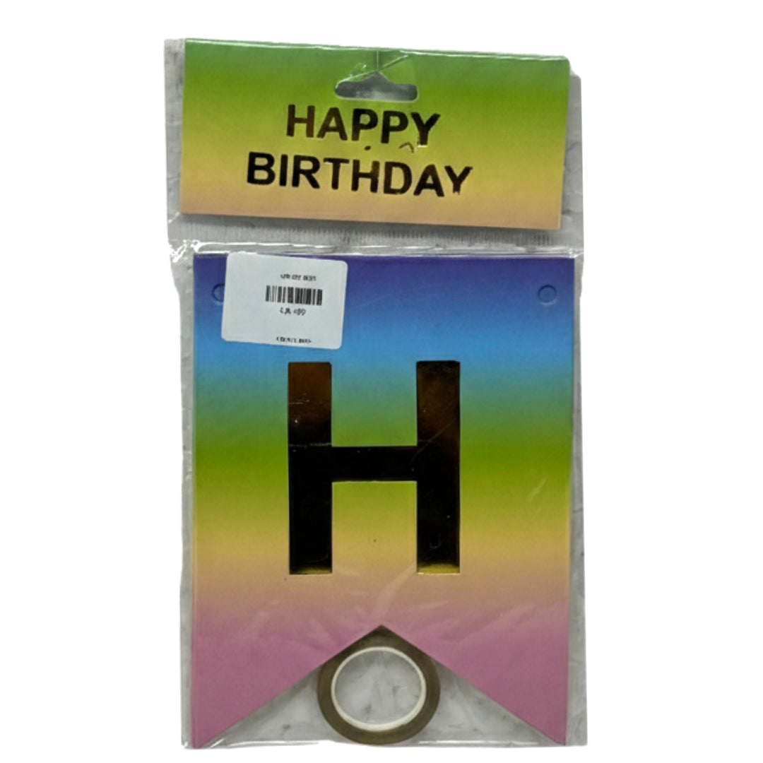 Premium "Happy Birthday" Bunting Banner – Polka Dot & Rainbow Gradient Hanging Party Garland with Ribbon