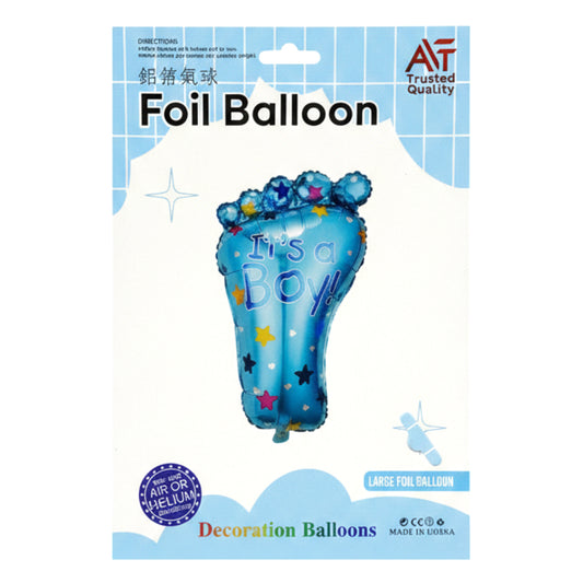 30" Jumbo Baby Foot Foil Balloon for Gender Reveal & Baby Shower – "It’s a Boy" or "It’s a Girl" Large Footprint Balloon – Helium or Air Fill – Blue & Pink Newborn Party Decor