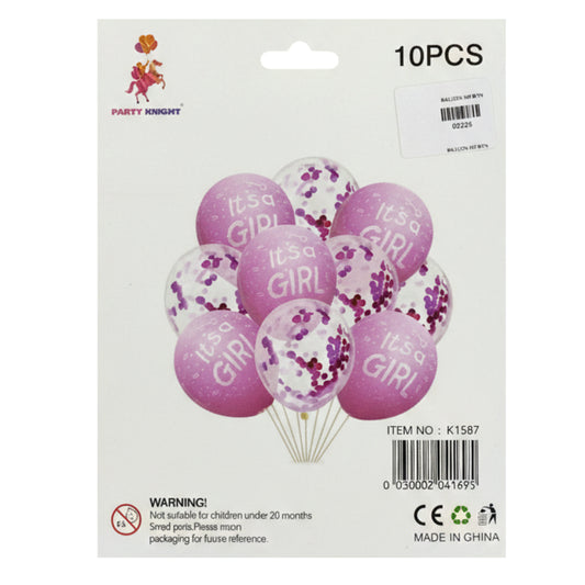 10-Piece Gender Reveal Balloon Set – "It’s a Boy" or "It’s a Girl" Confetti & Latex Balloon Bouquet for Baby Showers