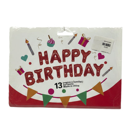13-Piece Happy Birthday Foil Balloon Banner Set – 16-Inch Self-Inflating Mylar Letters for Party Decorations (Available in Blue, Red, Black, and Black/Red Mix)