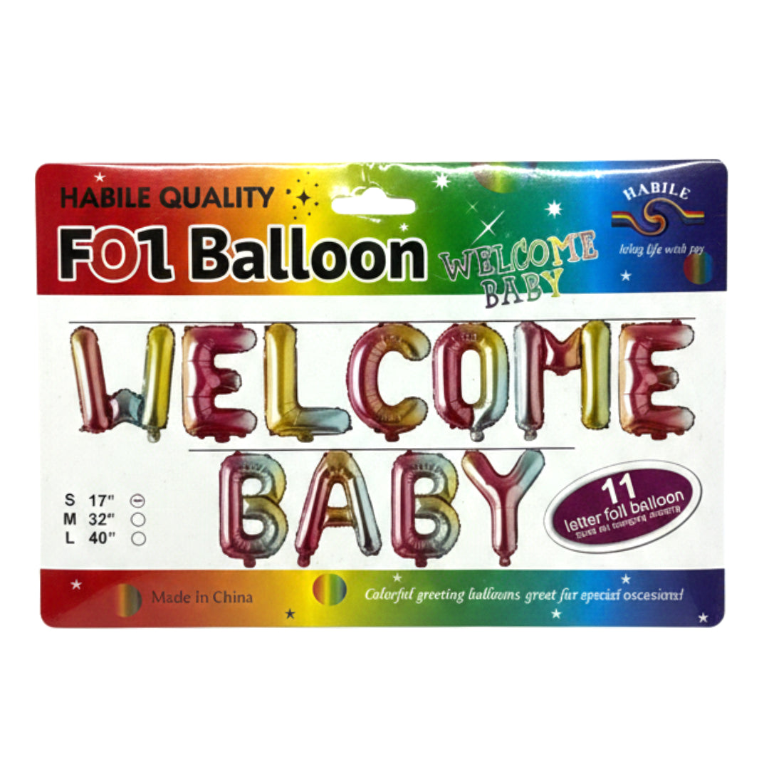 11-Piece "WELCOME BABY" Foil Balloon Banner Set – Premium Metallic Letter Balloons for Baby Showers, Gender Reveals & Newborn Celebrations