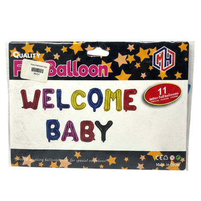 11-Piece "WELCOME BABY" Foil Balloon Banner Set – Premium Metallic Letter Balloons for Baby Showers, Gender Reveals & Newborn Celebrations