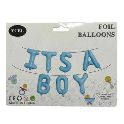 7-Piece "ITS A BOY" Blue Foil Balloon Banner Kit – 16" Self-Sealing Letter Balloons for Baby Showers, Gender Reveals, and Newborn Arrival Decorations