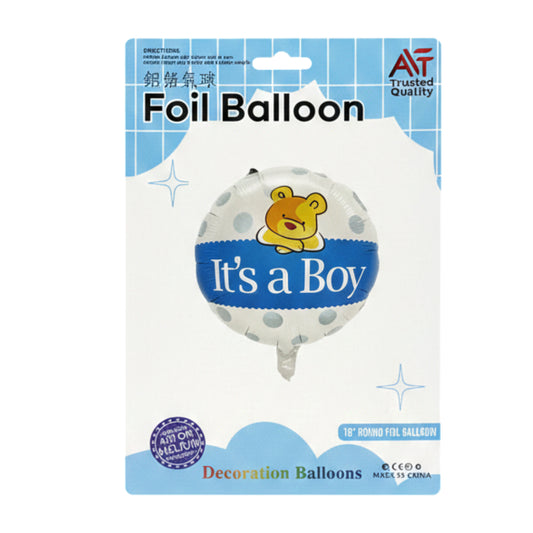 18-Inch Gender Reveal Foil Balloons – "It's a Boy" & "It's a Girl" Teddy Bear Theme – Helium Quality Round Mylar Balloons for Baby Showers and Party Decorations