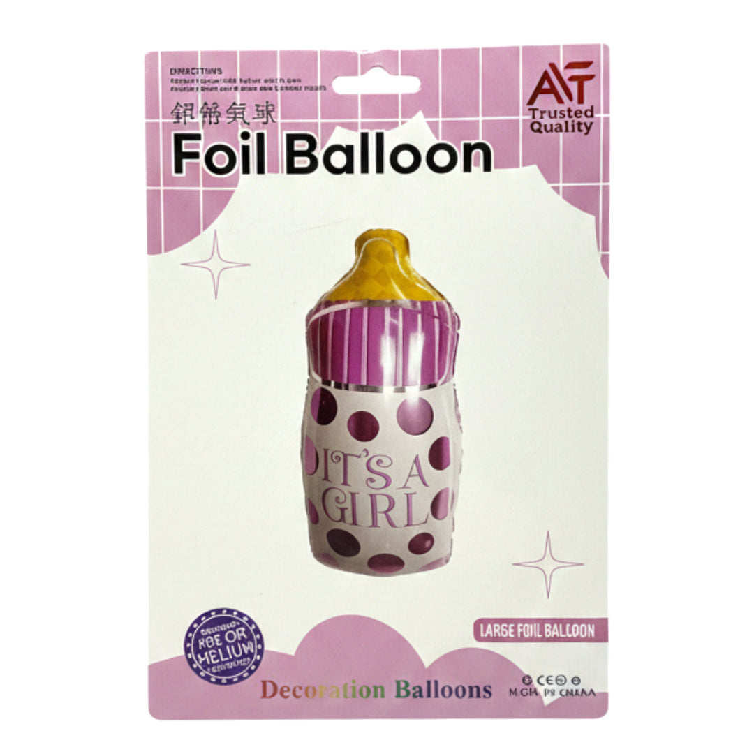 Baby Shower Gender Reveal Foil Balloon - Large Milk Bottle Shaped "It’s A Boy" or "It’s A Girl" Decoration (1 Pack)