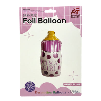 Baby Shower Gender Reveal Foil Balloon - Large Milk Bottle Shaped "It’s A Boy" or "It’s A Girl" Decoration (1 Pack)