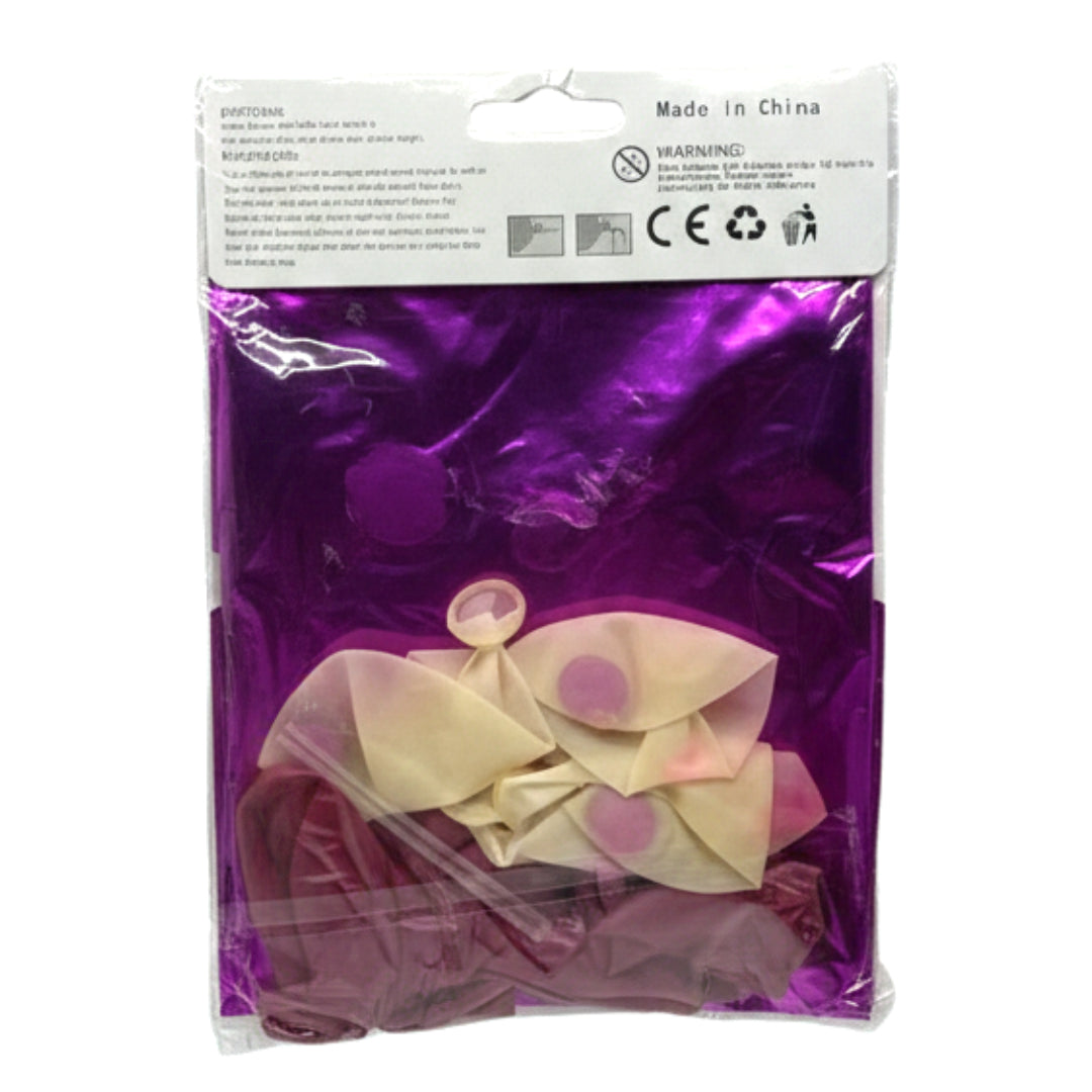 14-Piece Magenta & Silver Confetti Balloon Bouquet Set – Purple Foil Stars & Hearts for Birthday, Anniversary, and Party Decor