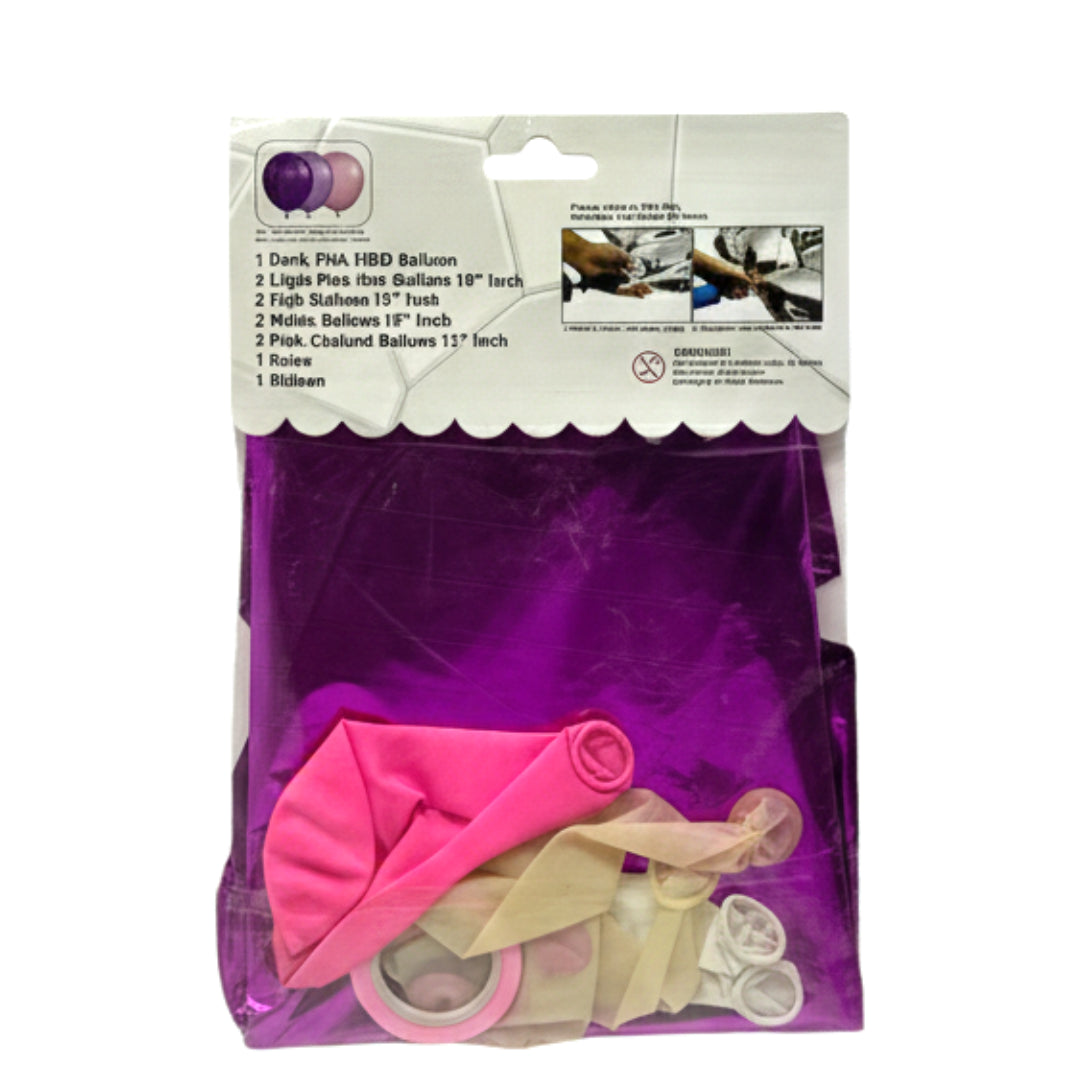 14-Piece Purple & Silver Confetti Balloon Bouquet Set - Foil Stars & Hearts for Birthdays, Weddings, and Anniversaries