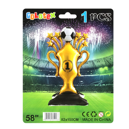 Colotex Giant Soccer Foil Balloon Set – Standing Football Trophy & Multi-Ball Sports Decoration – Large 38"/58" Mylar Balloons for Kids' Birthday, Stadium Party & World Cup Celebrations
