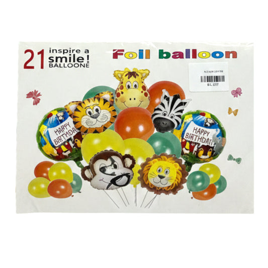Premium Kids’ Birthday Foil Balloon Kits – Safari Jungle Animal or Blue Shark Theme Party Decoration Sets