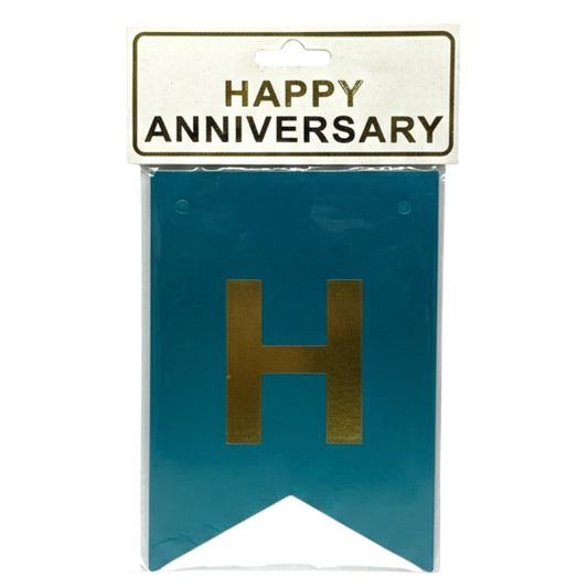 Happy Anniversary Bunting Banner - Elegant Foil Letter Party Decorations for Wedding, Anniversary, & Relationship Celebrations