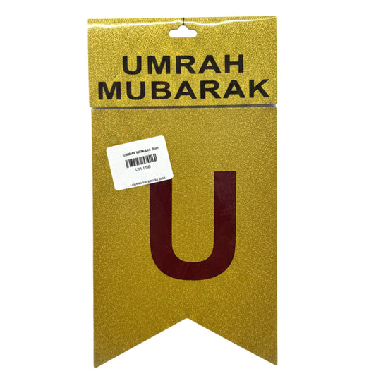 Premium Umrah Mubarak Bunting Banner - Elegant Celebration Decorations in Gold, Silver, Black, and Rainbow – Includes Hanging Ribbon