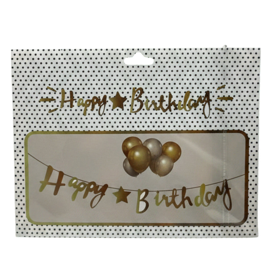 Premium Glitter "Happy Birthday" Banner – Shimmering Letter Bunting Party Decoration for All Ages – Easy to Hang (Blue, Gold & Silver)
